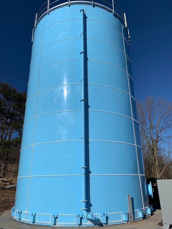 150,000 Gallon Carbon Bolted Steel Tank, Low Profile Roof - Diameter: 33' Peak Height: 24'